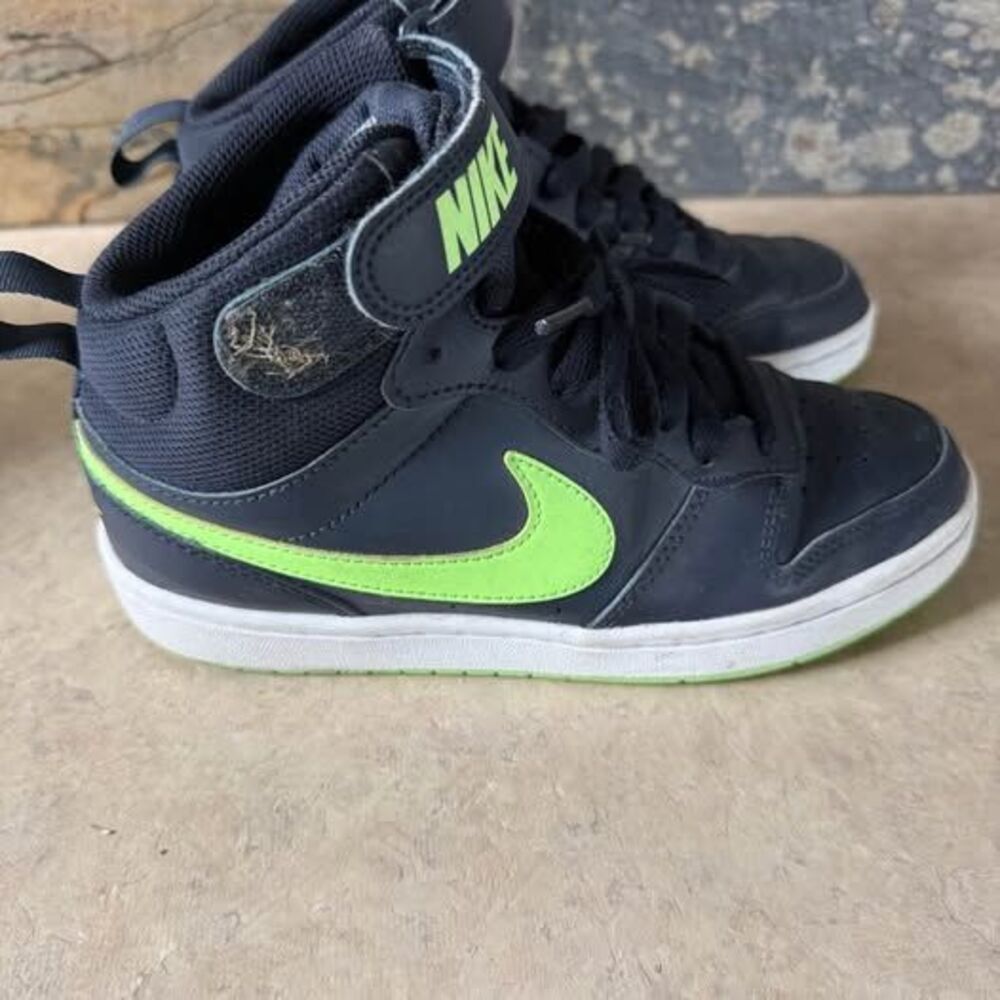 Nike Court Borough Mid High-Top Sneakers - Black/Neon Green 4Y